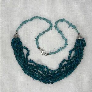 NWOT Artisan Handmade Genuine Blue Apatite Gemstone Sterling Silver Necklace